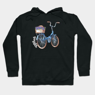 Enjoy The Ride Retro Bicycle with Flower Basket Watercolor Art Hoodie